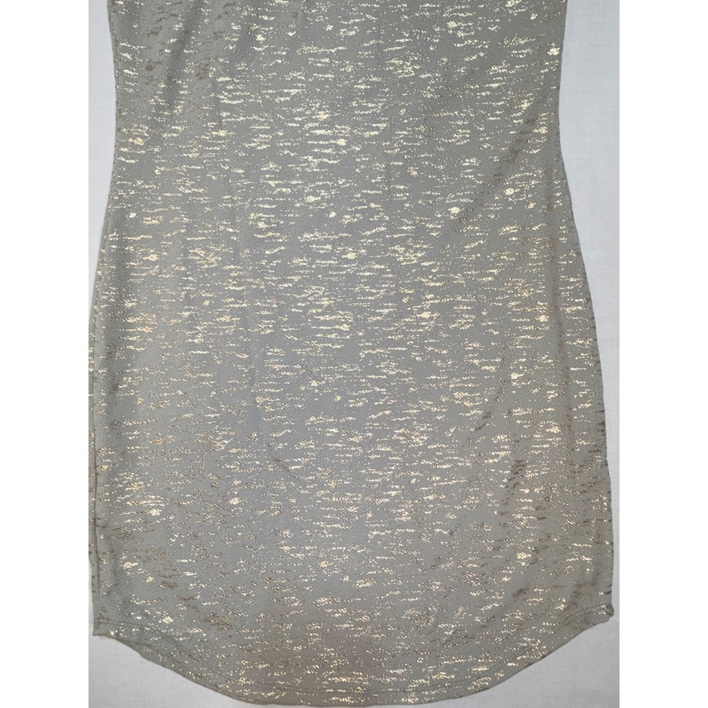 Espresso Womens Gold Metallic Foil Grey Sheath Dress Short Sleeve Size S MD12702 - Picture 7 of 9